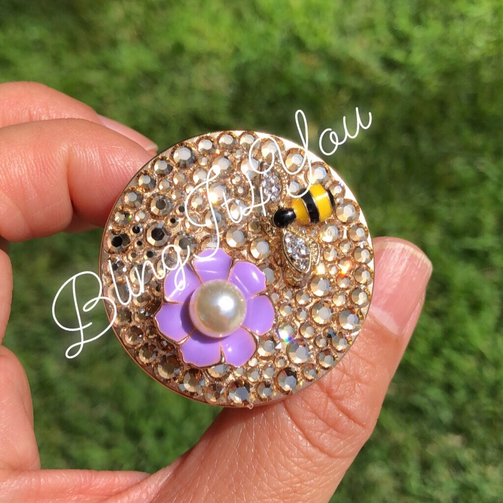 Swarovski crystal bumble bee flower phone holder